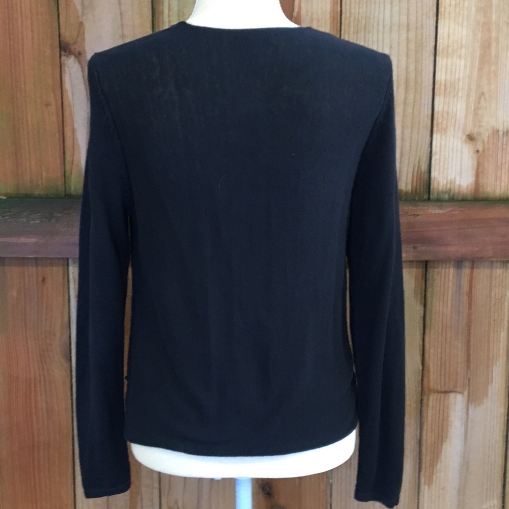 J Jill Cropped Open Black Linen Blend Cardigan GUC - Picture 2 of 8